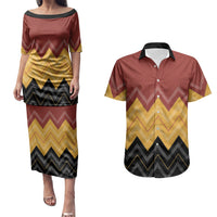 Kaokao Maori Tukutuku Inspired New Zealand Couples Matching Puletasi and Hawaiian Shirt LT14 Multicolor - Polynesian Pride