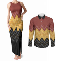 Kaokao Maori Tukutuku Inspired New Zealand Couples Matching Tank Maxi Dress and Long Sleeve Button Shirt LT14 Multicolor - Polynesian Pride