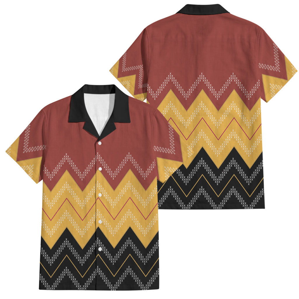Kaokao Maori Tukutuku Inspired New Zealand Family Matching Off The Shoulder Long Sleeve Dress and Hawaiian Shirt LT14 Dad's Shirt - Short Sleeve Multicolor - Polynesian Pride
