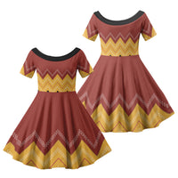 Kaokao Maori Tukutuku Inspired New Zealand Family Matching Puletasi and Hawaiian Shirt LT14 Daughter's Dress Multicolor - Polynesian Pride