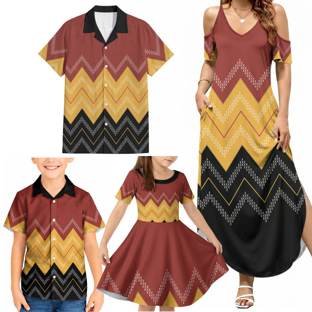 Kaokao Maori Tukutuku Inspired New Zealand Family Matching Summer Maxi Dress and Hawaiian Shirt LT14 - Polynesian Pride