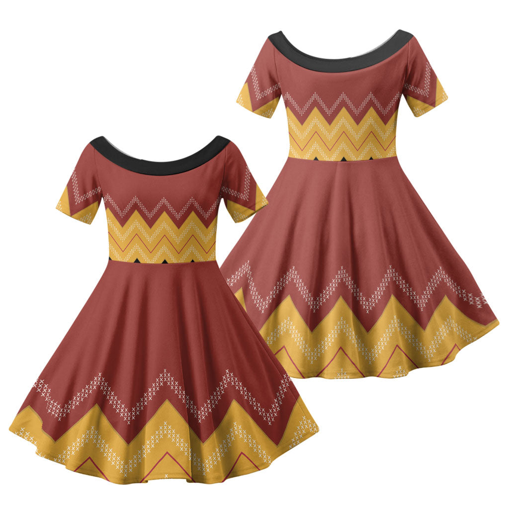 Kaokao Maori Tukutuku Inspired New Zealand Family Matching Tank Maxi Dress and Hawaiian Shirt LT14 Daughter's Dress Multicolor - Polynesian Pride