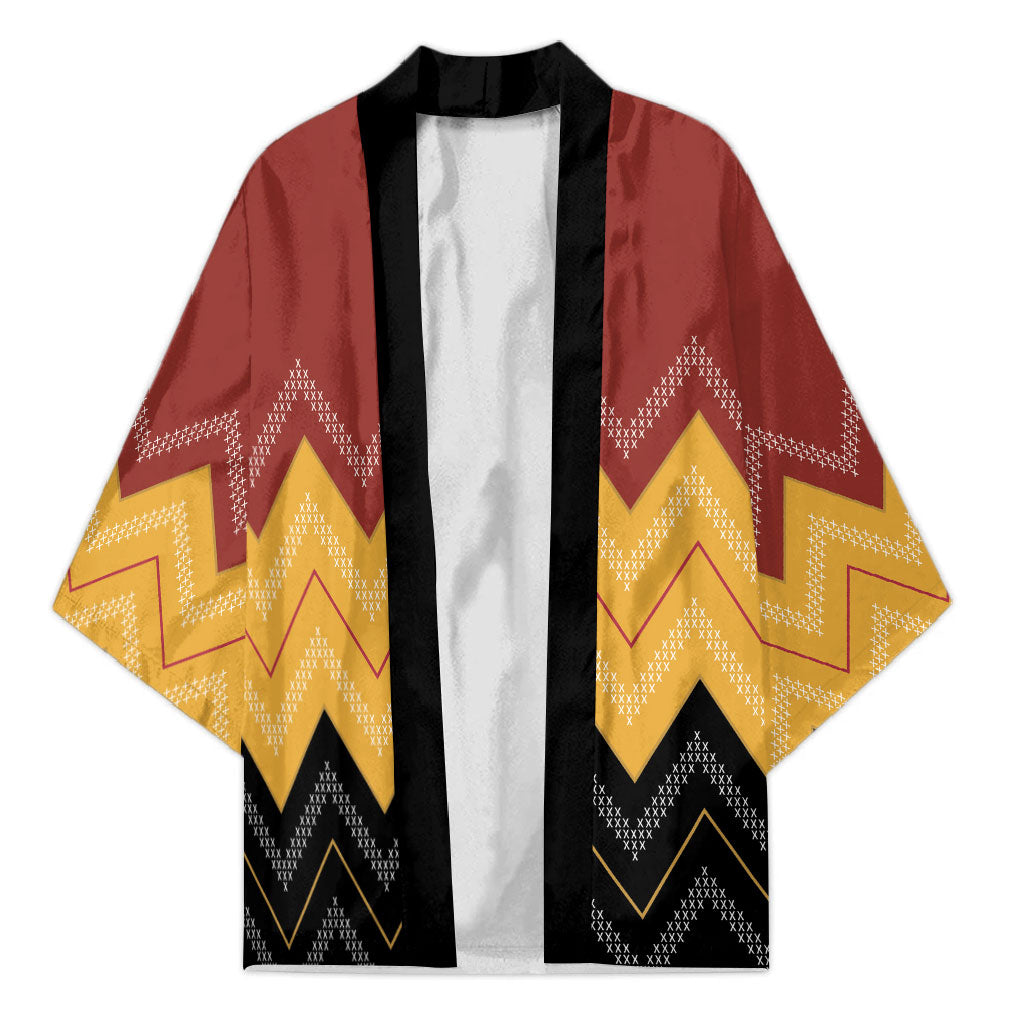 Kaokao Maori Tukutuku Inspired New Zealand Kimono LT14 Unisex Multicolor - Polynesian Pride