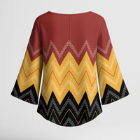Kaokao Maori Tukutuku Inspired New Zealand Kimono Sleeve Blouse LT14 - Polynesian Pride