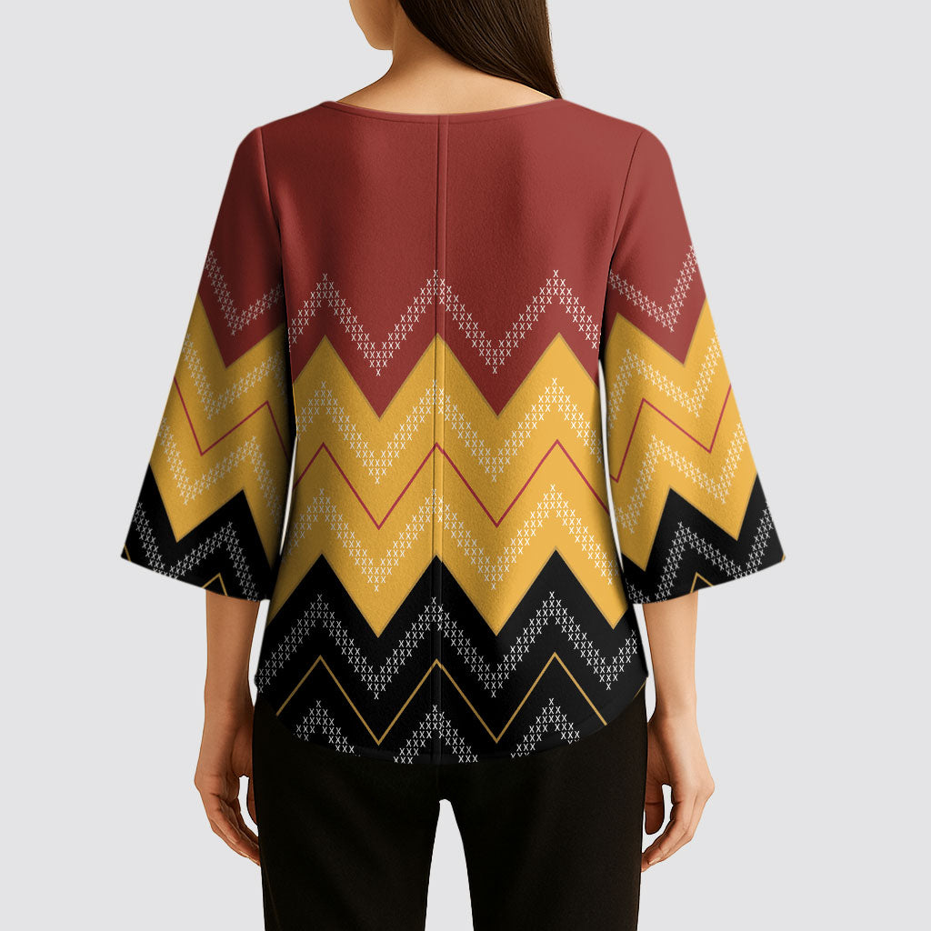 Kaokao Maori Tukutuku Inspired New Zealand Kimono Sleeve Blouse LT14 - Polynesian Pride