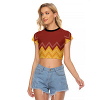 Kaokao Maori Tukutuku Inspired New Zealand Raglan Cropped T Shirt LT14 Female Multicolor - Polynesian Pride