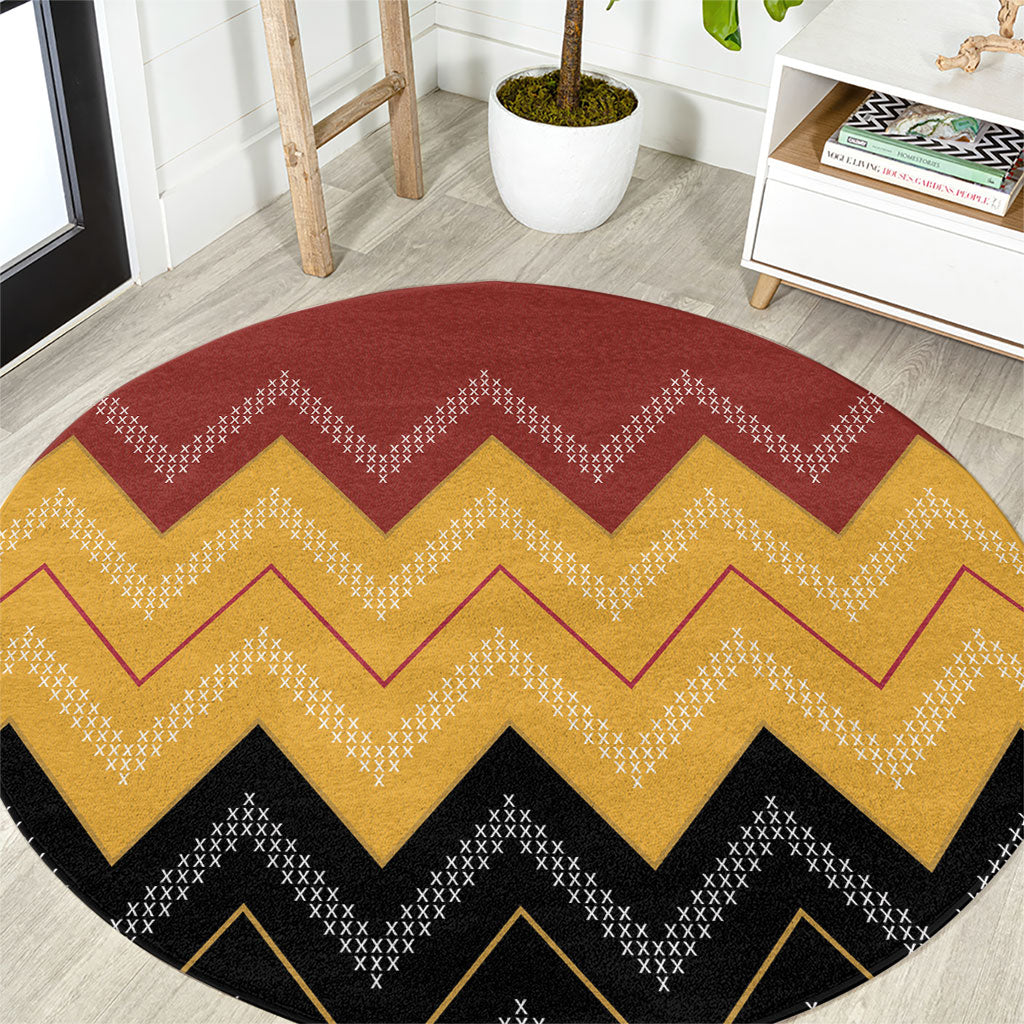 Kaokao Maori Tukutuku Inspired New Zealand Round Carpet LT14 Multicolor - Polynesian Pride