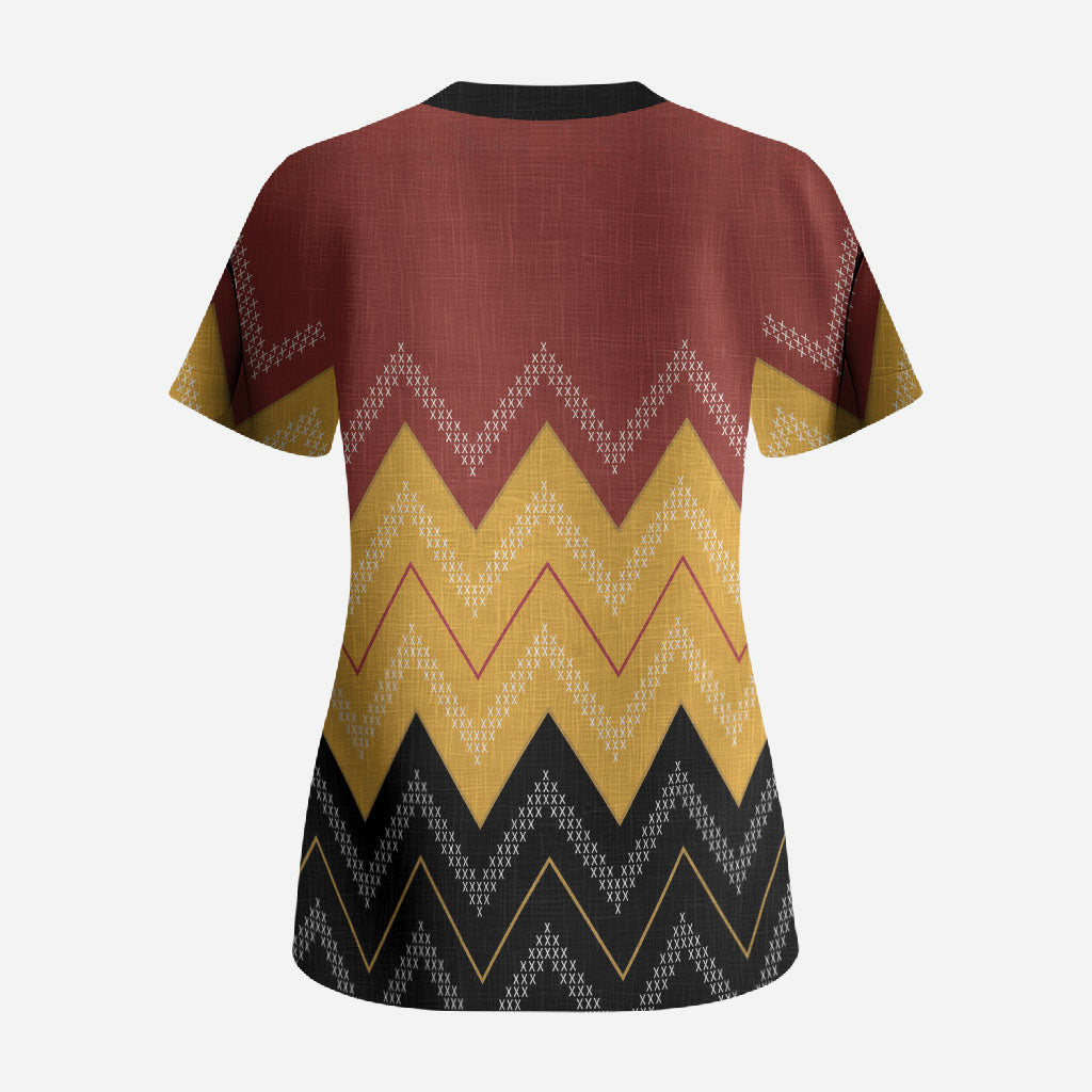Kaokao Maori Tukutuku Inspired New Zealand Scrub Top LT14 - Polynesian Pride