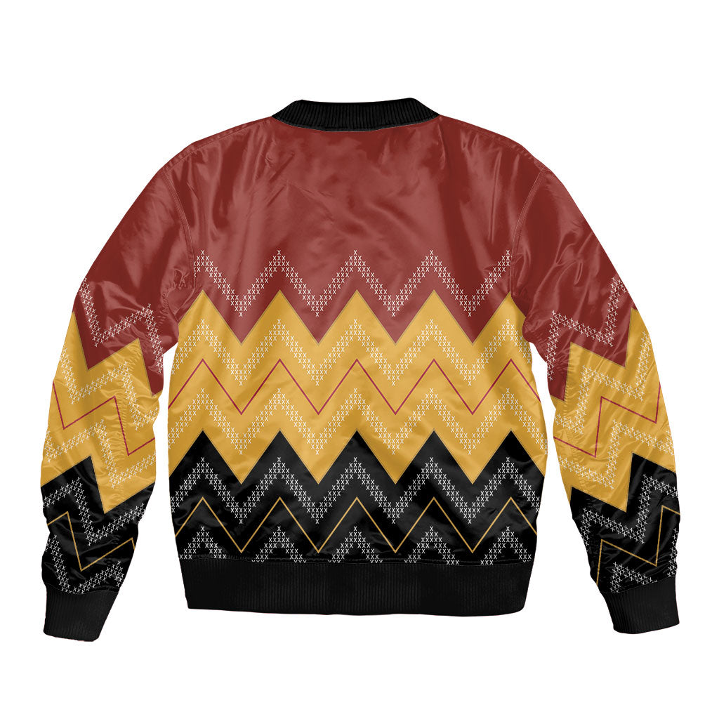 Kaokao Maori Tukutuku Inspired New Zealand Sleeve Zip Bomber Jacket LT14 - Polynesian Pride