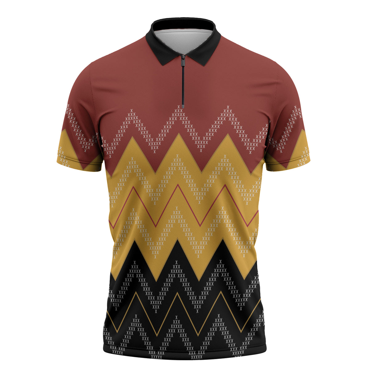 Kaokao Maori Tukutuku Inspired New Zealand Zipper Polo Shirt LT14 Multicolor - Polynesian Pride