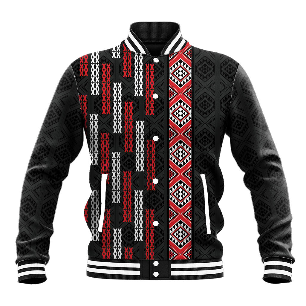 Roimata Toroa Maori Taniko Inspired New Zealand Baseball Jacket LT14 Unisex Black - Polynesian Pride