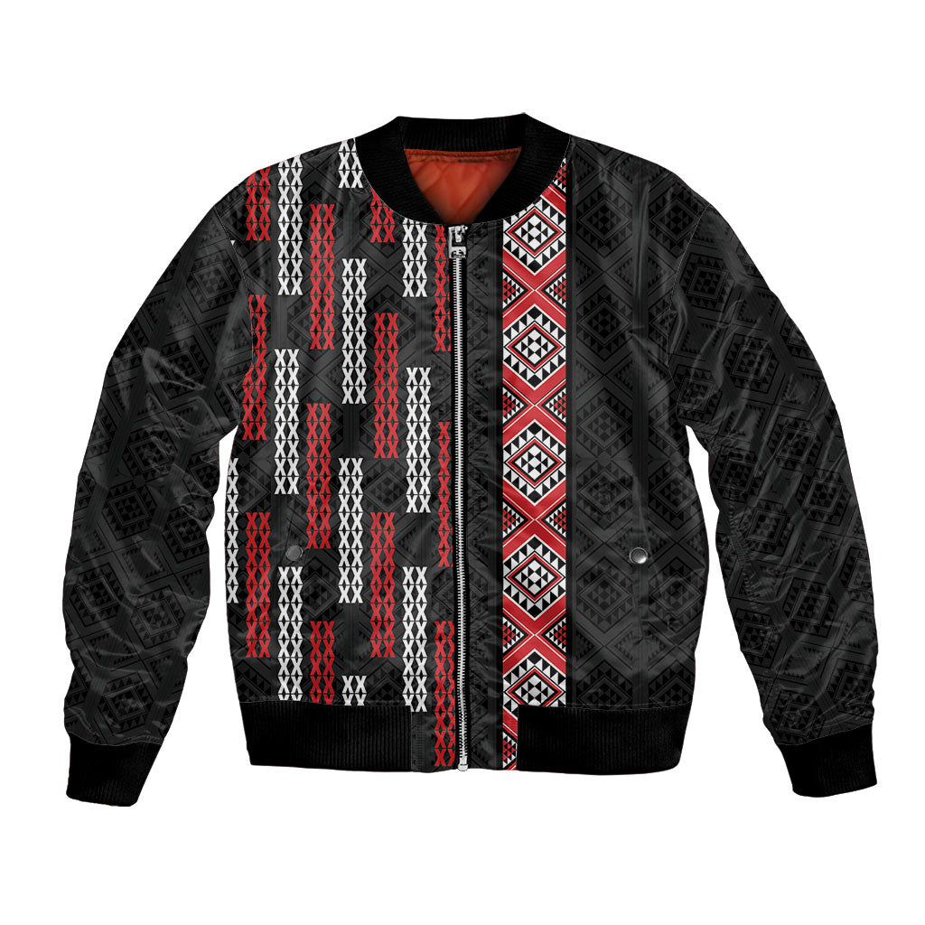 Roimata Toroa Maori Taniko Inspired New Zealand Bomber Jacket LT14 Unisex Black - Polynesian Pride