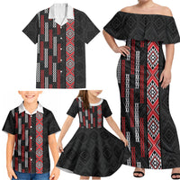 Roimata Toroa Maori Taniko Inspired New Zealand Family Matching Off Shoulder Maxi Dress and Hawaiian Shirt LT14 - Polynesian Pride