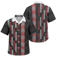 Roimata Toroa Maori Taniko Inspired New Zealand Family Matching Off Shoulder Short Dress and Hawaiian Shirt LT14 Son's Shirt Black - Polynesian Pride