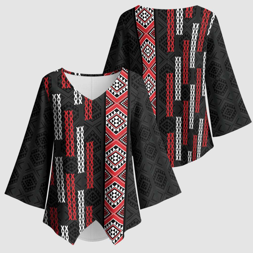 Roimata Toroa Maori Taniko Inspired New Zealand Kimono Sleeve Blouse LT14 - Polynesian Pride