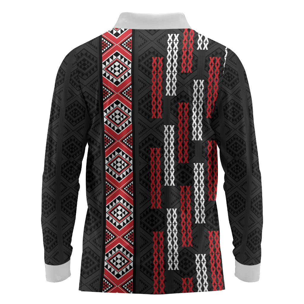 Roimata Toroa Maori Taniko Inspired New Zealand Long Sleeve Polo Shirt LT14 - Polynesian Pride