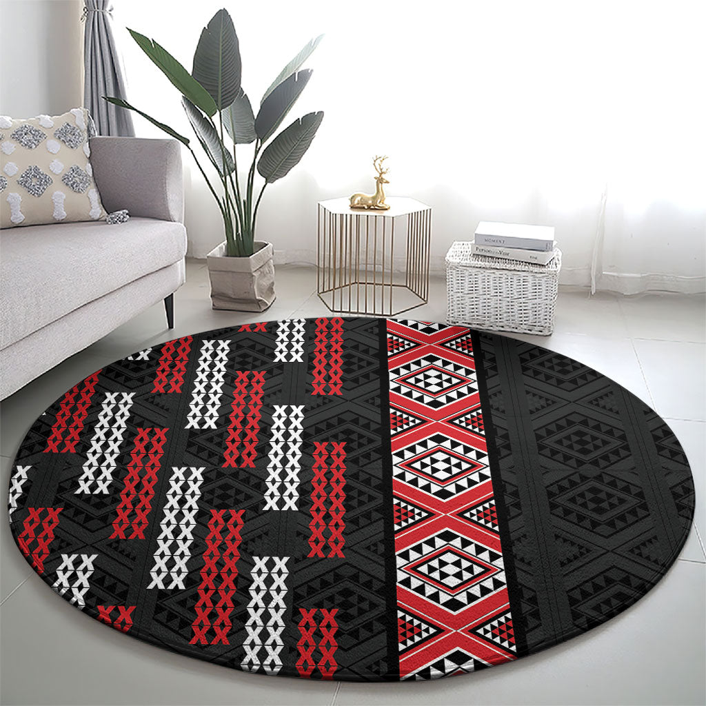 Roimata Toroa Maori Taniko Inspired New Zealand Round Carpet LT14 - Polynesian Pride