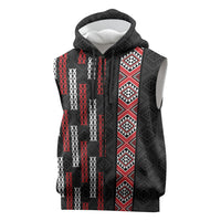 Roimata Toroa Maori Taniko Inspired New Zealand Sleeveless Zip Hoodie LT14 Black - Polynesian Pride