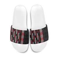 Roimata Toroa Maori Taniko Inspired New Zealand Slide Sandals LT14 Black - Polynesian Pride