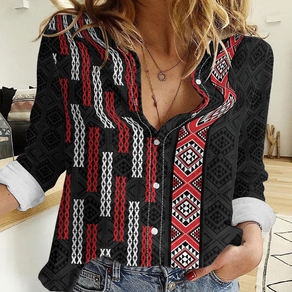 Roimata Toroa Maori Taniko Inspired New Zealand Women Casual Shirt