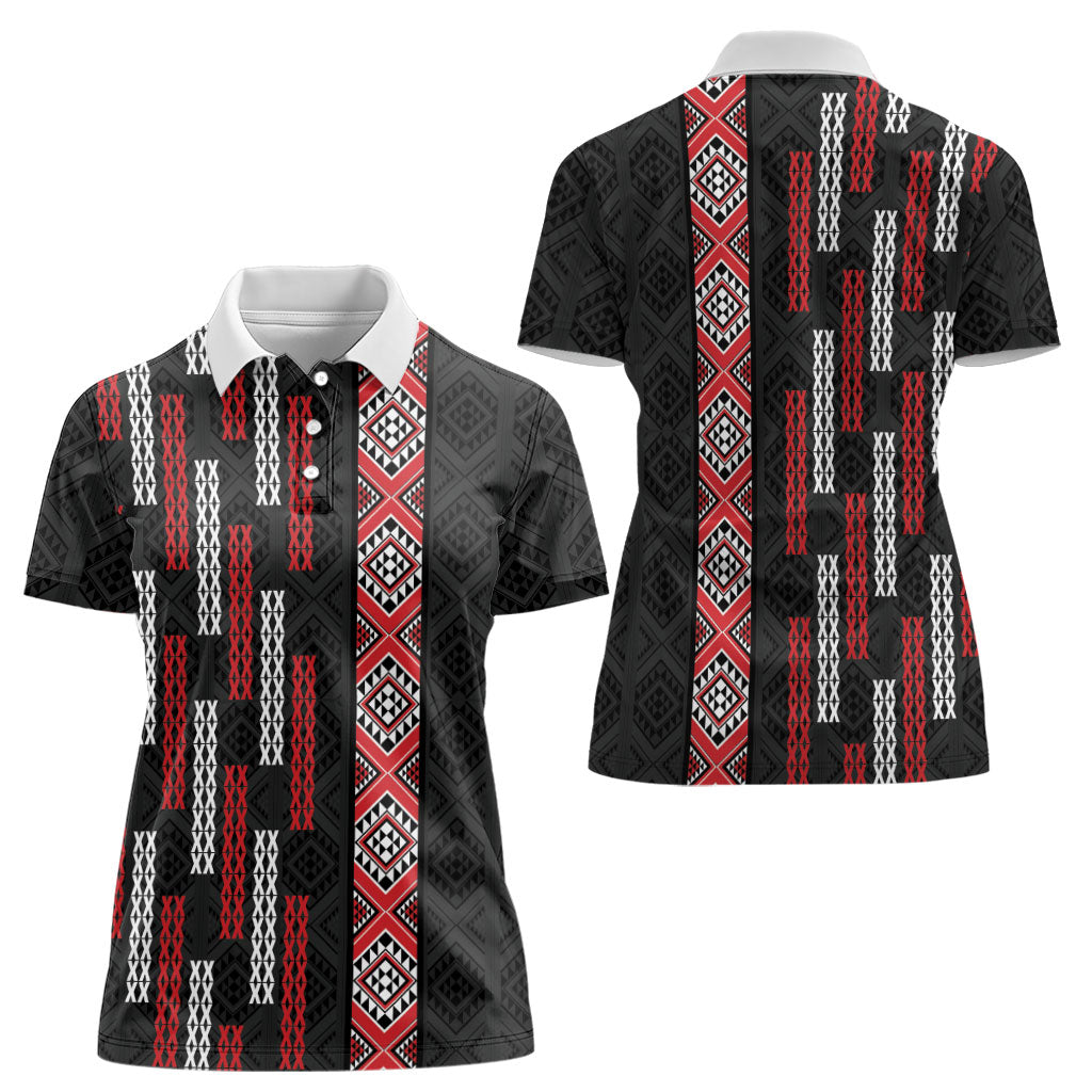 Roimata Toroa Maori Taniko Inspired New Zealand Women Polo Shirt LT14 - Polynesian Pride