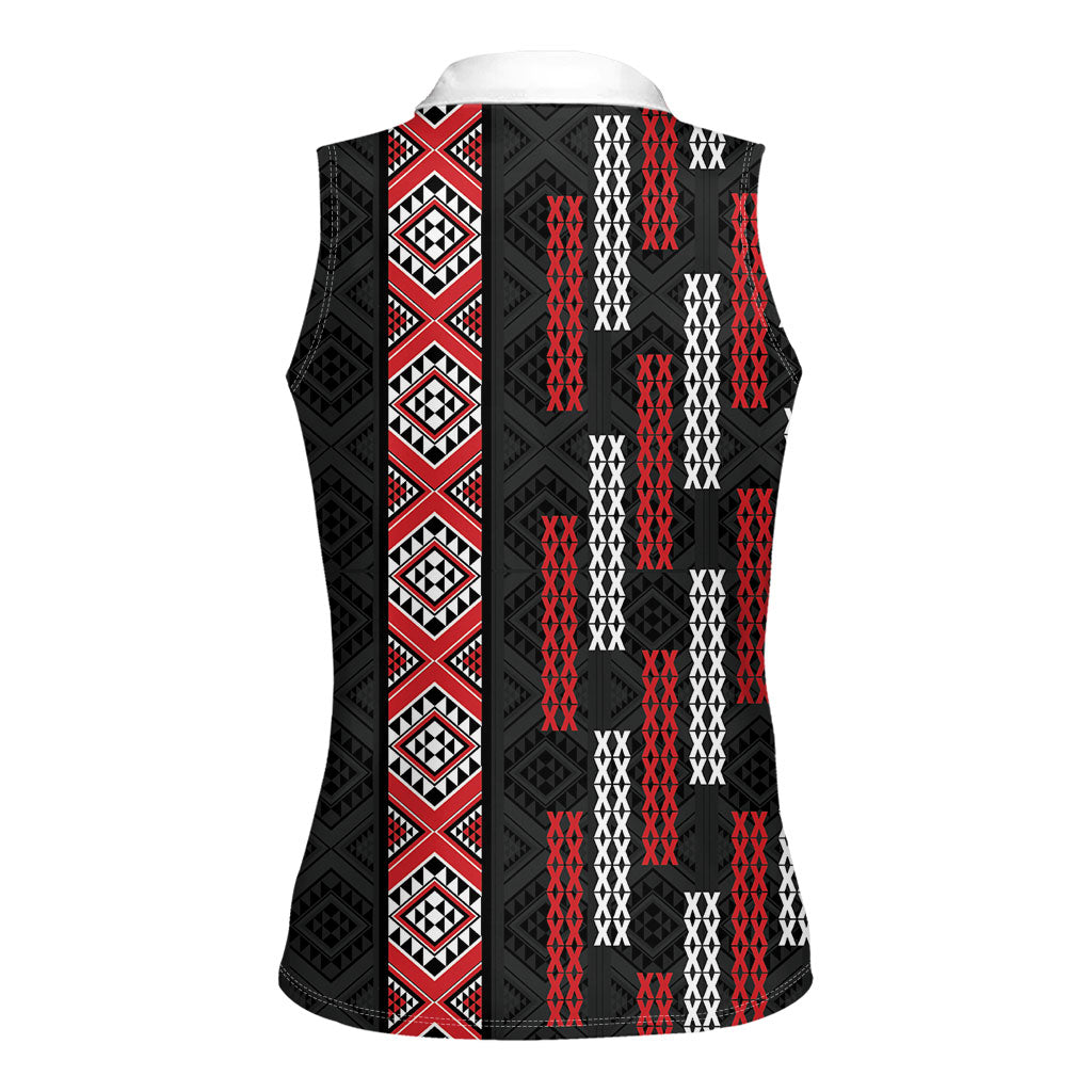 Roimata Toroa Maori Taniko Inspired New Zealand Women Sleeveless Polo Shirt LT14 - Polynesian Pride