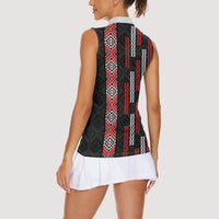 Roimata Toroa Maori Taniko Inspired New Zealand Women Sleeveless Polo Shirt LT14 - Polynesian Pride