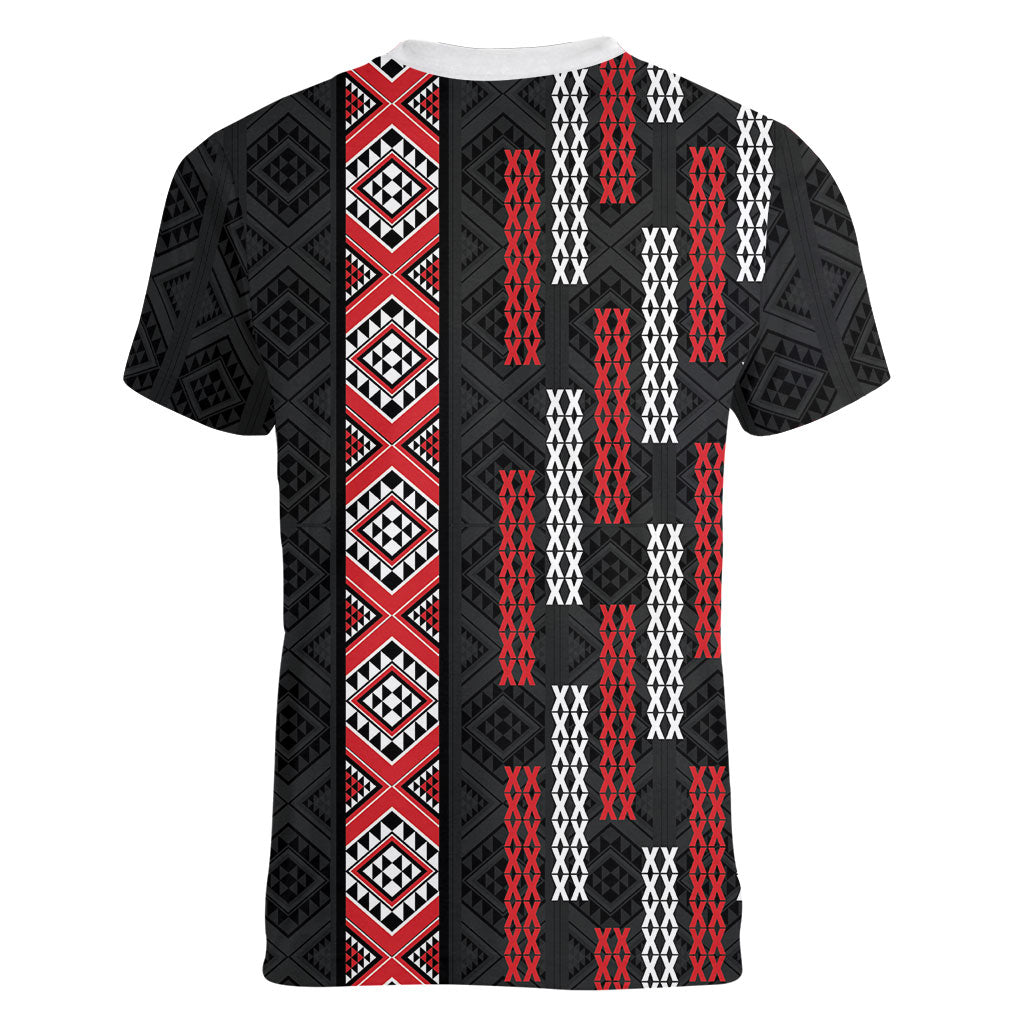 Roimata Toroa Maori Taniko Inspired New Zealand Women V-Neck T-Shirt LT14 - Polynesian Pride