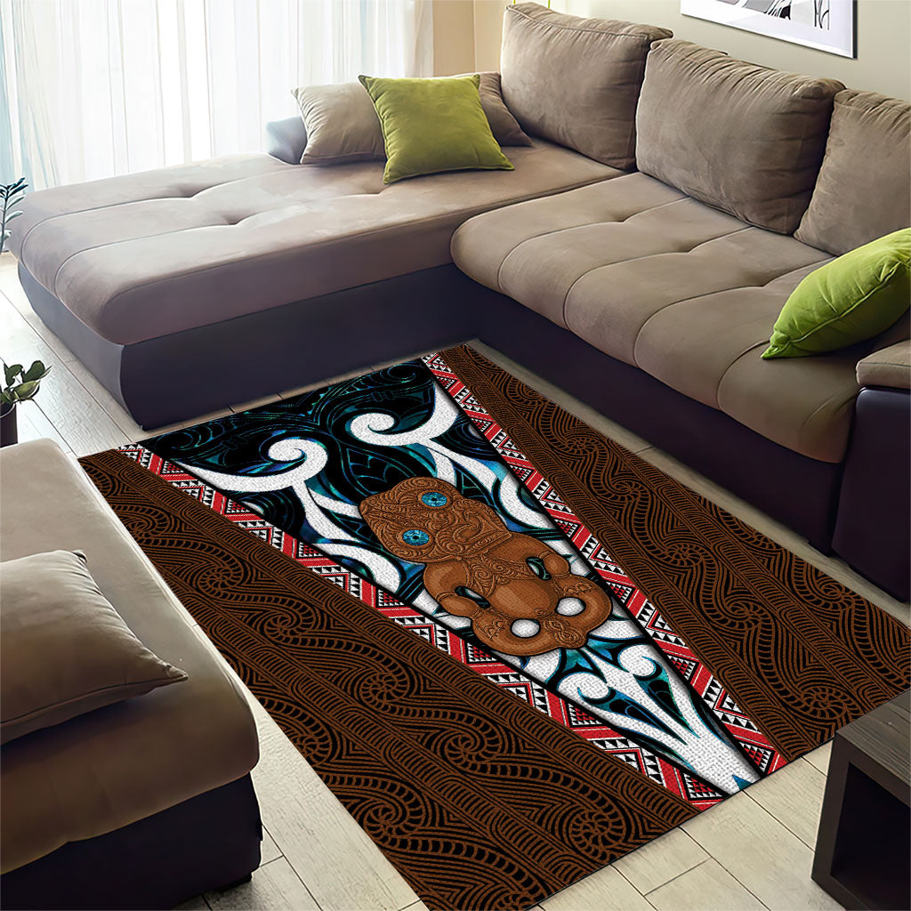 New Zealand Whakairo Area Rug Tiki Maori Carving Taniko Motifs LT14 - Polynesian Pride