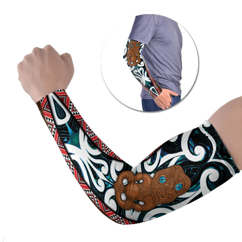 New Zealand Whakairo Arm Sleeves Tiki Maori Carving Taniko Motifs LT14 Set of 2 Multicolor - Polynesian Pride