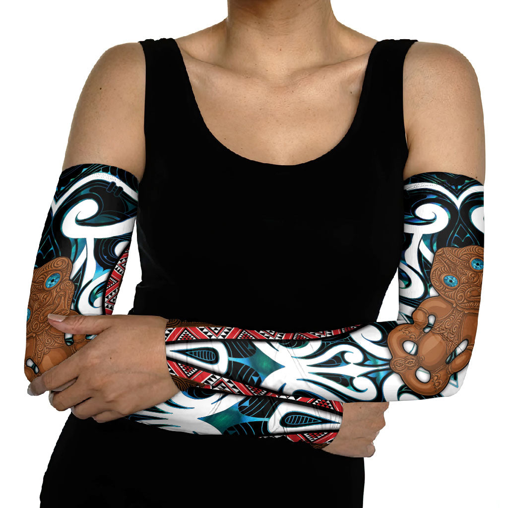 New Zealand Whakairo Arm Sleeves Tiki Maori Carving Taniko Motifs LT14 - Polynesian Pride