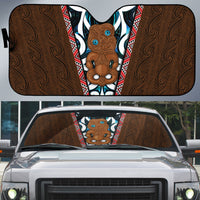 New Zealand Whakairo Auto Sun Shade Tiki Maori Carving Taniko Motifs LT14 Multicolor - Polynesian Pride