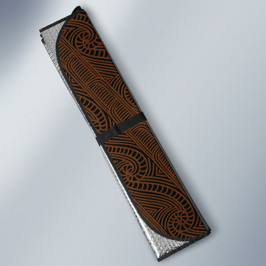 New Zealand Whakairo Auto Sun Shade Tiki Maori Carving Taniko Motifs LT14 - Polynesian Pride