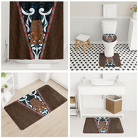 New Zealand Whakairo Bathroom Set Tiki Maori Carving Taniko Motifs LT14 - Polynesian Pride