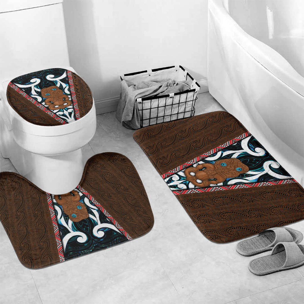 New Zealand Whakairo Bathroom Set Tiki Maori Carving Taniko Motifs LT14 Mat Set Only (3 pcs) One Size Multicolor - Polynesian Pride