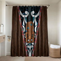 New Zealand Whakairo Bathroom Set Tiki Maori Carving Taniko Motifs LT14 Shower Curtain Only Multicolor - Polynesian Pride