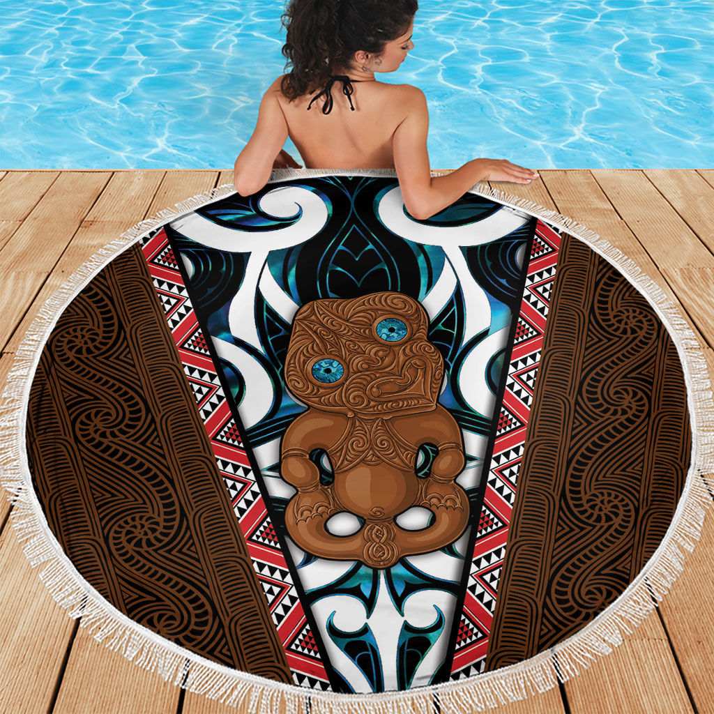 New Zealand Whakairo Beach Blanket Tiki Maori Carving Taniko Motifs LT14 - Polynesian Pride