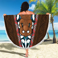 New Zealand Whakairo Beach Blanket Tiki Maori Carving Taniko Motifs LT14 - Polynesian Pride