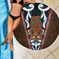 New Zealand Whakairo Beach Blanket Tiki Maori Carving Taniko Motifs LT14 - Polynesian Pride