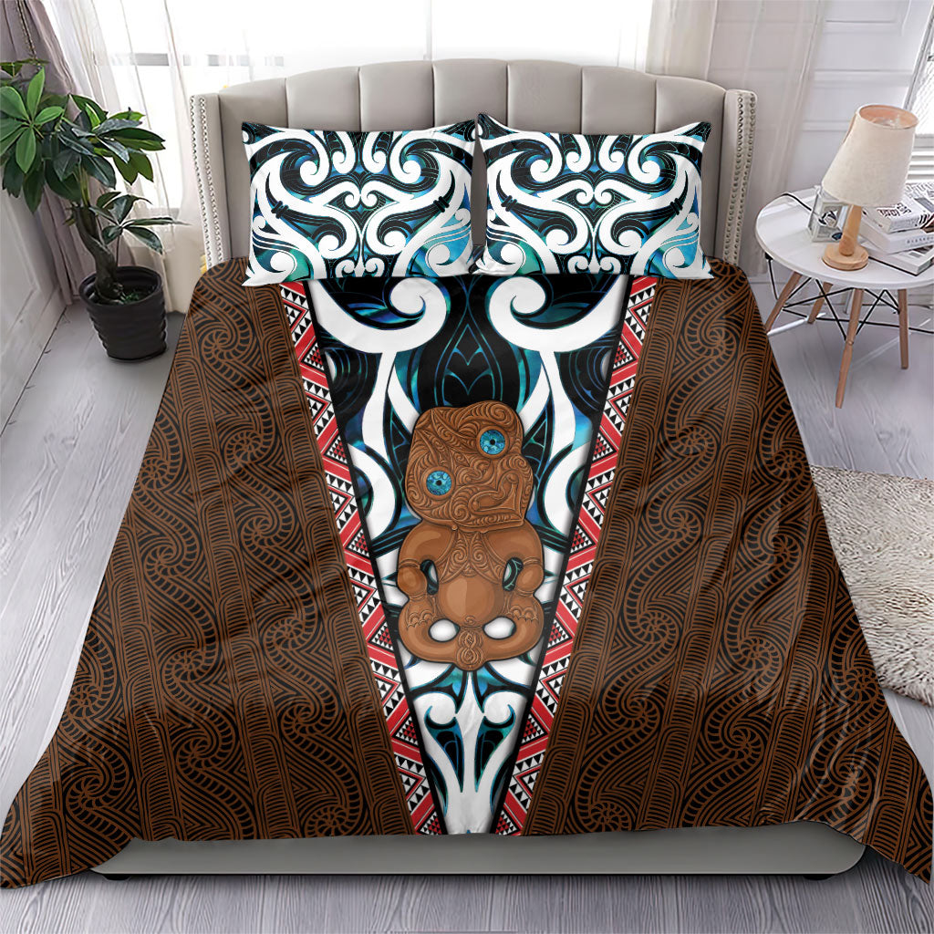 New Zealand Whakairo Bedding Set Tiki Maori Carving Taniko Motifs LT14 - Polynesian Pride