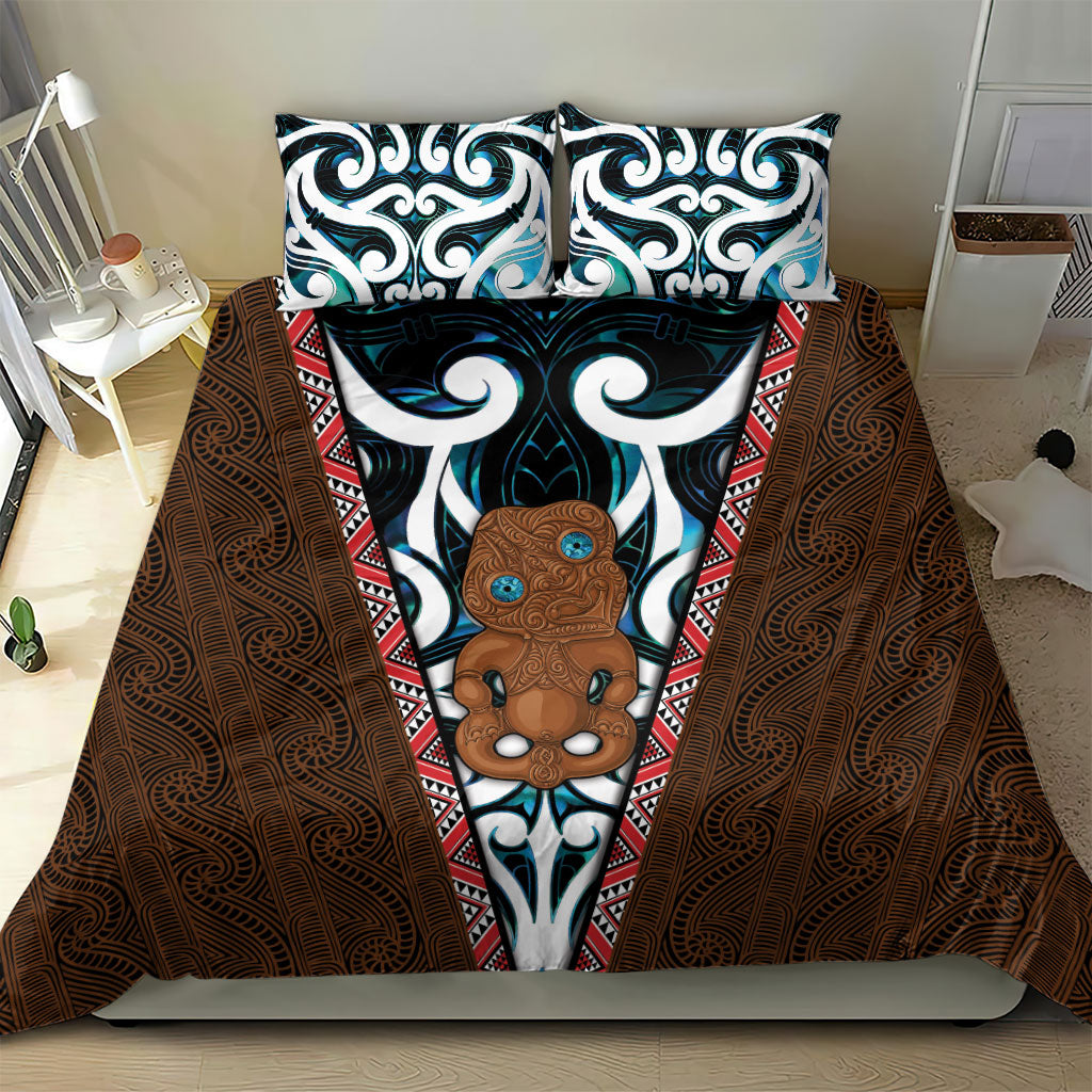 New Zealand Whakairo Bedding Set Tiki Maori Carving Taniko Motifs LT14 - Polynesian Pride