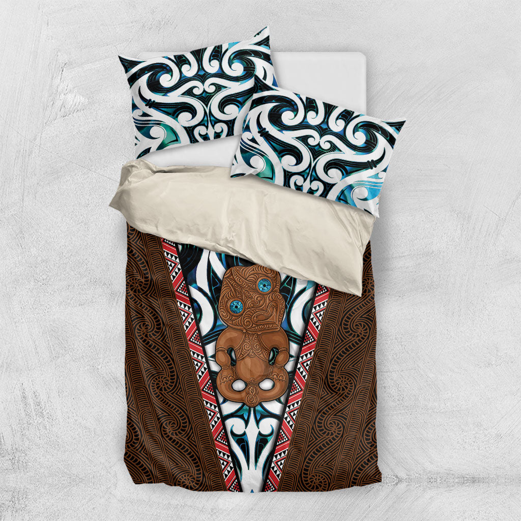 New Zealand Whakairo Bedding Set Tiki Maori Carving Taniko Motifs LT14 US Twin 172cm x 218cm Multicolor - Polynesian Pride