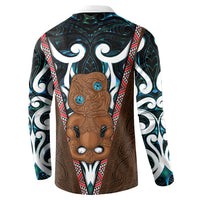 New Zealand Whakairo Button Sweatshirt Tiki Maori Carving Taniko Motifs LT14 - Polynesian Pride