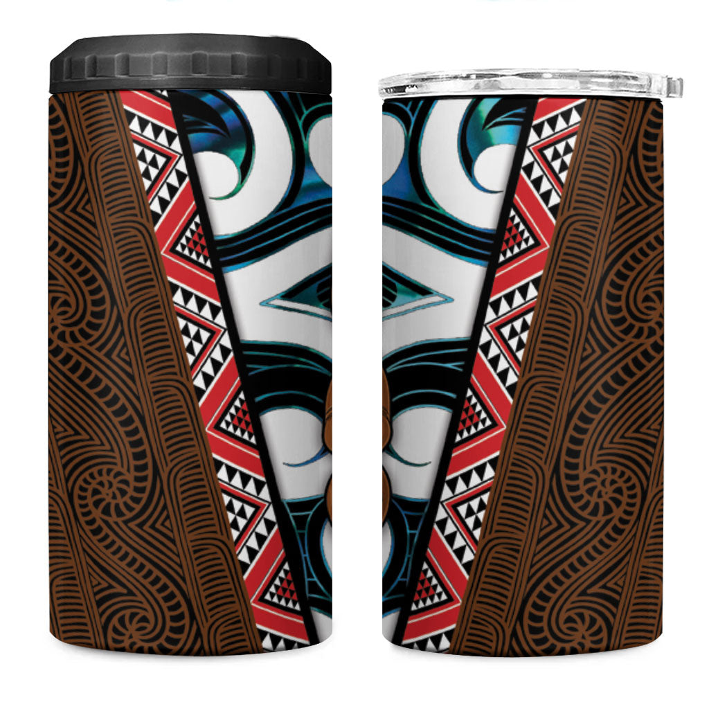 New Zealand Whakairo 4 in 1 Can Cooler Tumbler Tiki Maori Carving Taniko Motifs LT14 One Size: 16 oz Multicolor - Polynesian Pride
