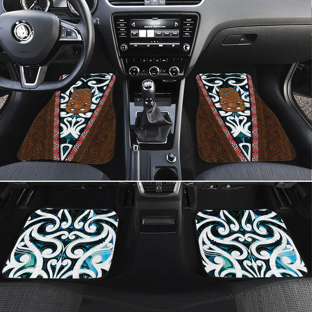 New Zealand Whakairo Car Mats Tiki Maori Carving Taniko Motifs LT14 Set 4pcs Multicolor - Polynesian Pride