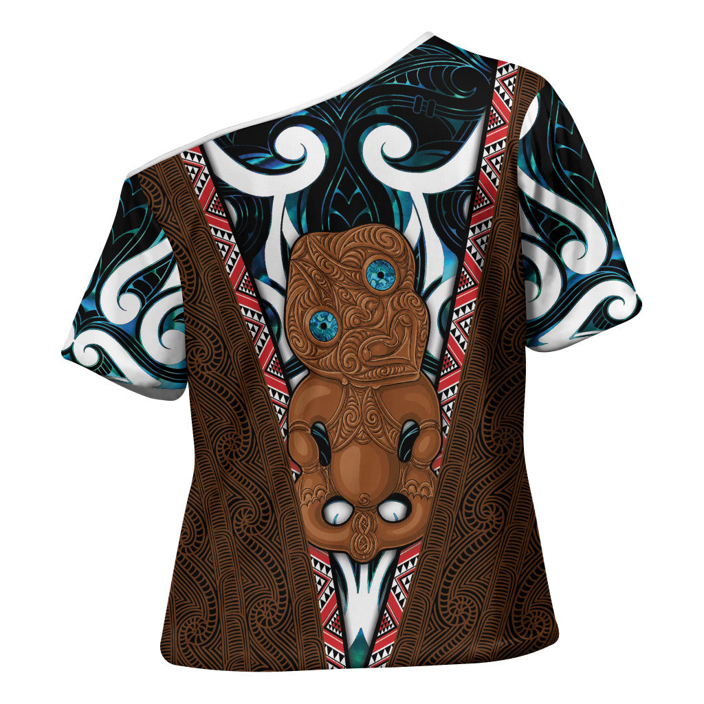 New Zealand Whakairo Cross Shoulder Shirt Tiki Maori Carving Taniko Motifs LT14 - Polynesian Pride