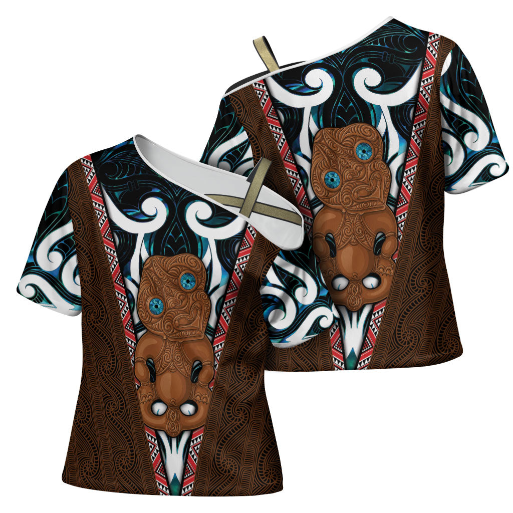 New Zealand Whakairo Cross Shoulder Shirt Tiki Maori Carving Taniko Motifs LT14 - Polynesian Pride