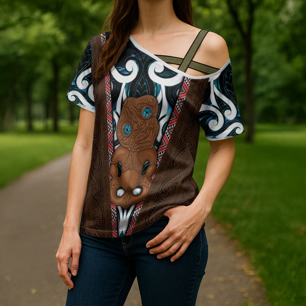 New Zealand Whakairo Cross Shoulder Shirt Tiki Maori Carving Taniko Motifs LT14 - Polynesian Pride