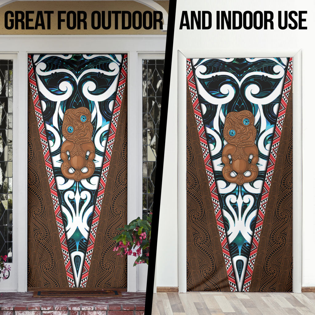 New Zealand Whakairo Door Cover Tiki Maori Carving Taniko Motifs LT14 - Polynesian Pride