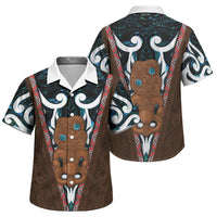 New Zealand Whakairo Family Matching Off The Shoulder Long Sleeve Dress and Hawaiian Shirt Tiki Maori Carving Taniko Motifs LT14 Son's Shirt Multicolor - Polynesian Pride
